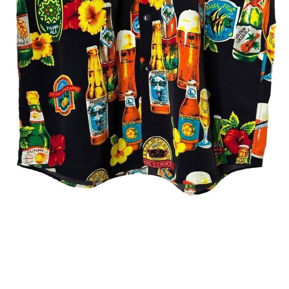 Vtg Montello Club Mens Medium Floral Beer Print Button Up Shirt Short Sleeve - Picture 4 of 10